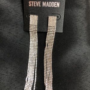 Steve Madden fancy long earrings , silver tone